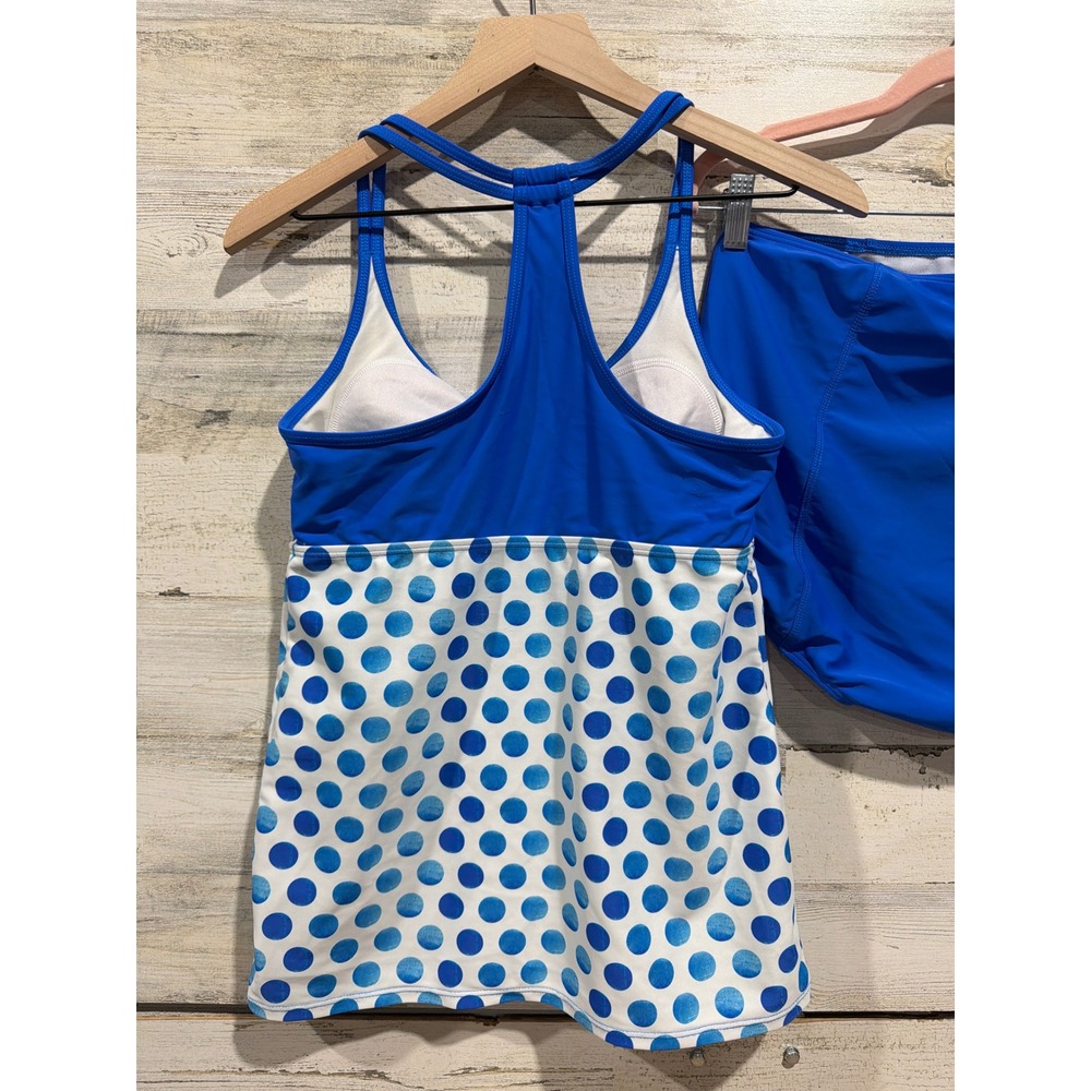 Lime Ricki Blue Polka Dot Tankini with Solid Royal Blue Bottoms - Picture 5 of 7